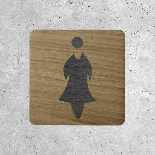 Original wooden women’s restroom door sign