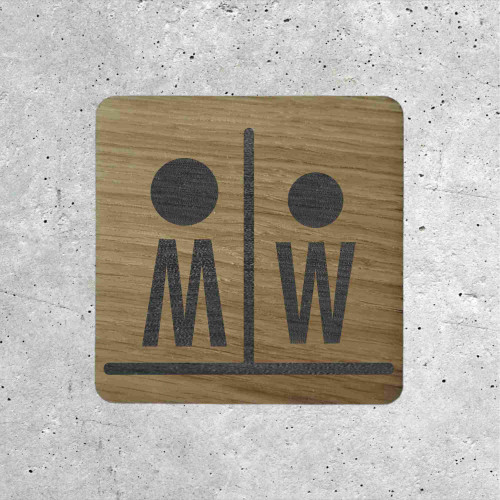 Wooden Door Sign WC Women & Men Design