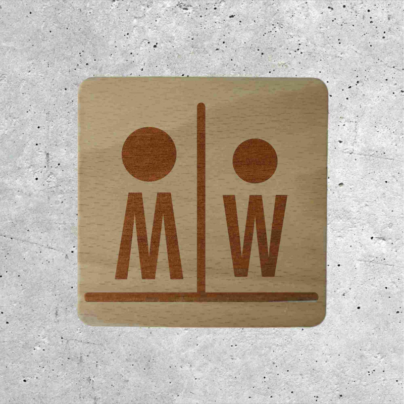 Wooden Door Sign WC Women & Men Design