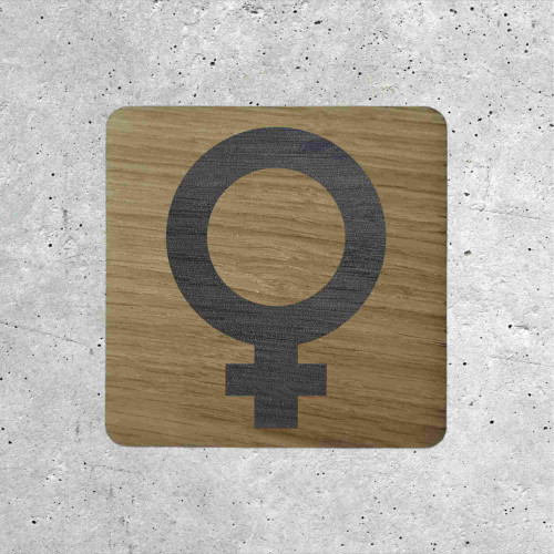 Plaque de porte en bois toilettes femme Picto