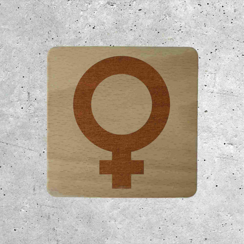 Plaque de porte en bois toilettes femme Picto