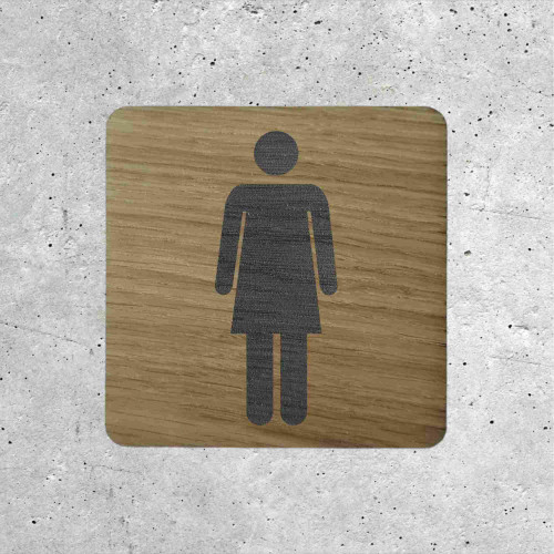 Plaque de porte en bois toilettes femme classique