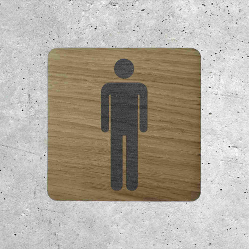 Plaque de porte en bois toilettes homme classique