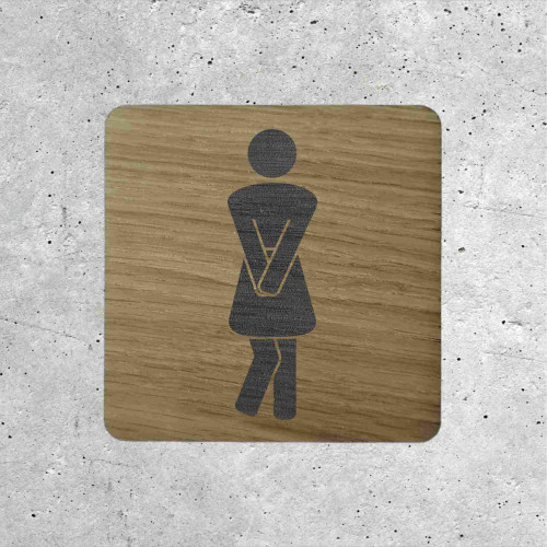 Plaque de porte en bois toilettes femme humoristique