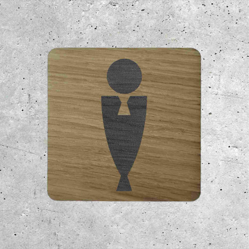 Plaque de porte en bois toilettes homme design