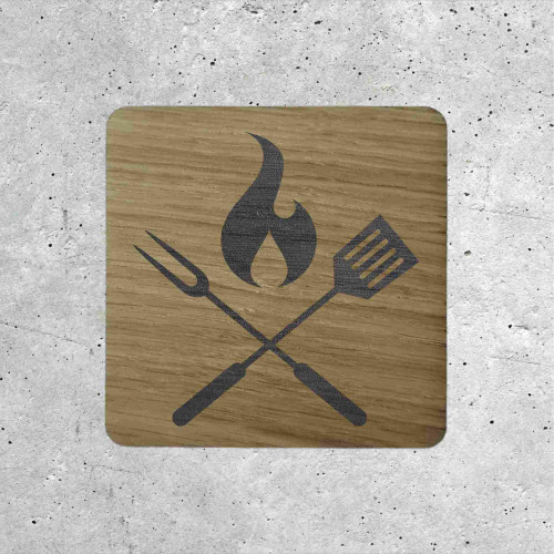 Signalétique en Bois - Ustensiles de Barbecue