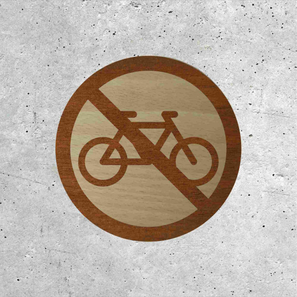 Panneau en Bois - Vélo Interdit