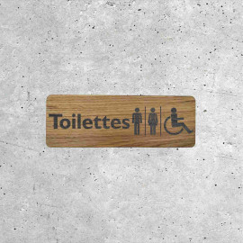 Signalétique en Bois - Toilettes Mixtes et Accessibles