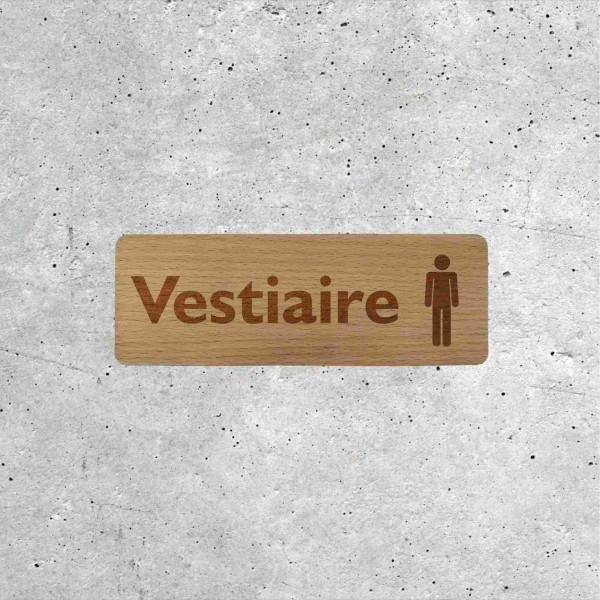 Panneau en bois Vestiaire Hommes avec pictogramme