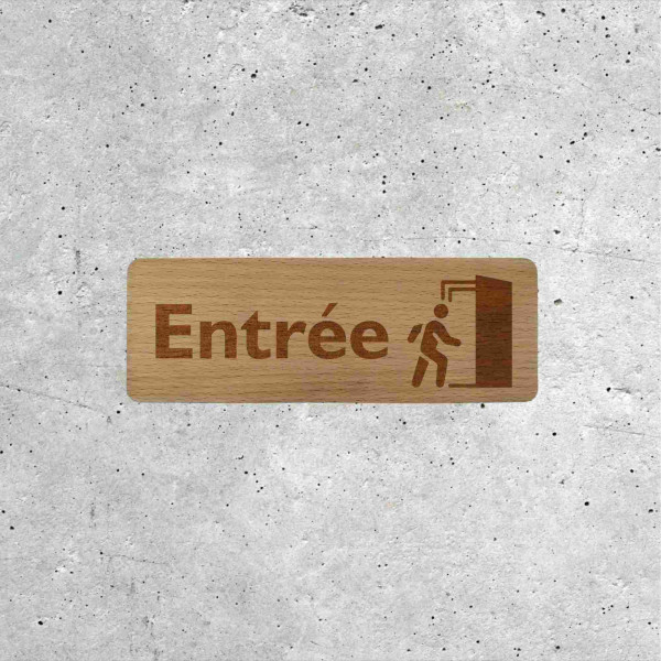 Panneau en bois Entrée avec pictogramme