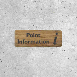 Panneau en Bois Point Information - Signalétique avec Icône Info