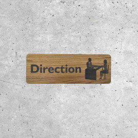 Plaque Bois Direction - Signalétique Élégante pour Bureau