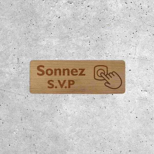 Panneau Bois Sonnez S.V.P pour Entrée