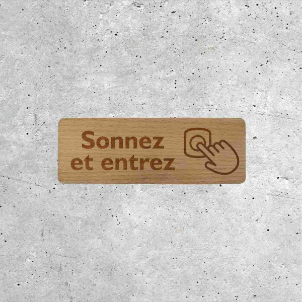 Signalétique Bois Accueil Sonnez et Entrez