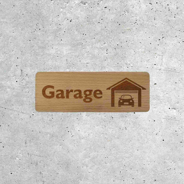 Plaque en Bois Garage avec Symbole Voiture