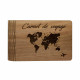 travel diary, world map, wooden book / customizable photo album