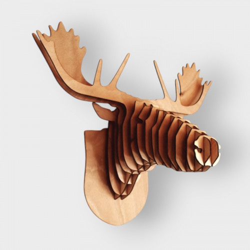 Tête de caribou, élan en bois 58 cm