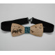 Bow tie in wood, deer and snowflake pattern